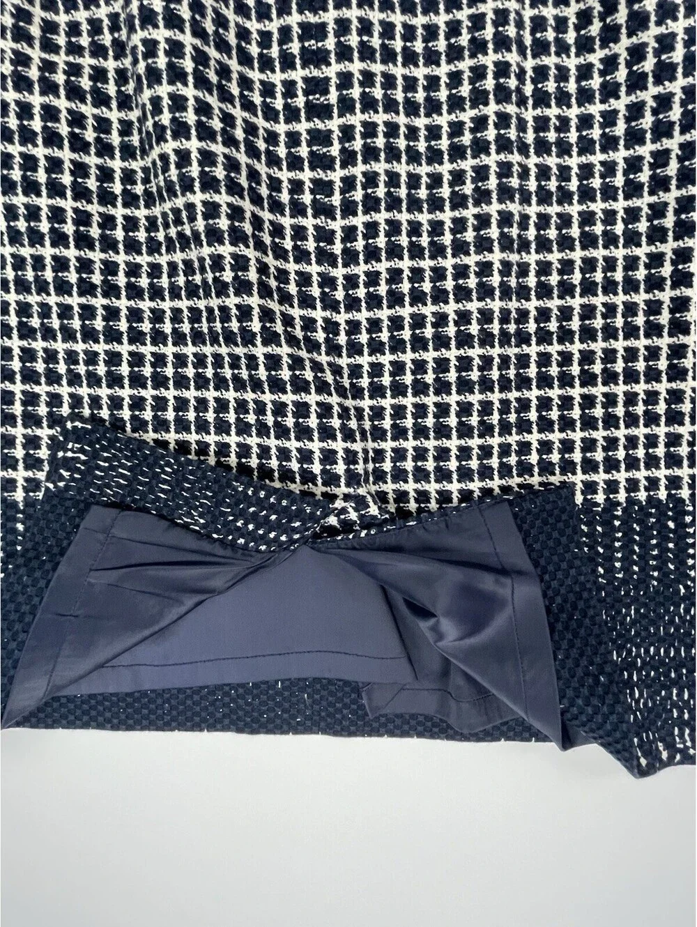 J. Crew Sleeveless Checkered Tweed Sheath Midi Dress Navy White Size  4